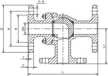 L型三通球閥結構圖